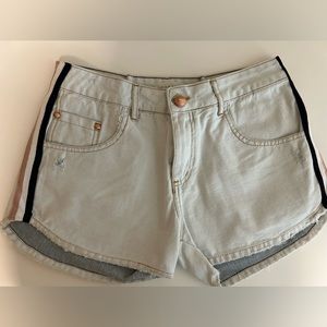 low rise, light jeans shorts